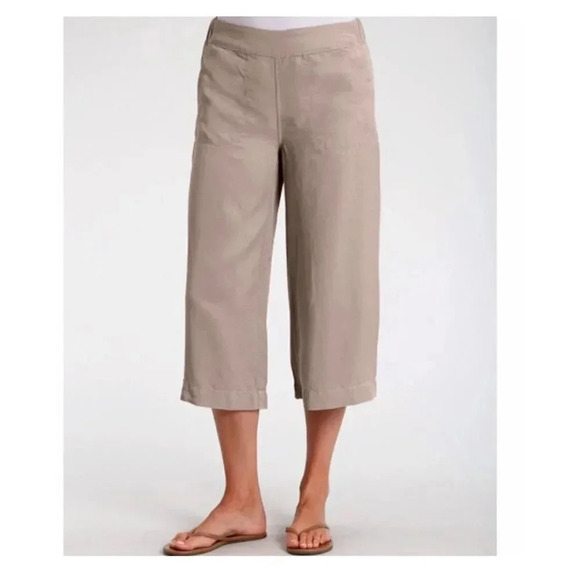 Fresh Produce Clare Crop Capris Tencel Pants S Wide Leg Elastic Waist Lagenlook - Picture 1 of 5